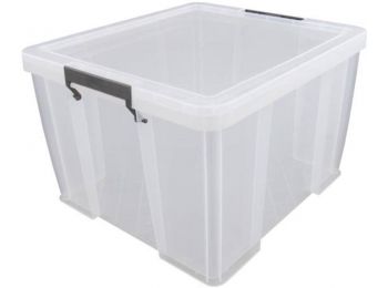 Műanyag tárolódoboz, átlátszó, 48 liter, ALLSTORE (CSD