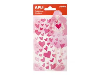 Matrica,  glitteres, APLI, szivecskék (LCA15050)