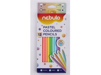 Színes ceruza készlet, hatszögletű, NEBULO, 12 különböző pasztell szín (RNEBSZC12PSZ)