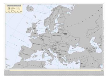 Kaparós Európa országai térkép, 78x57 cm, STIEFEL, ezüst bevonat (VTSKE)