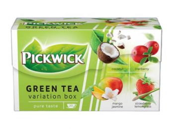 Zöld tea, 20x1,5 g, PICKWICK Zöld tea Gyümölcsös Variációk, kókusz, vörösáfonya, eper-citromfű, mangó-jázmin (KHK461H)