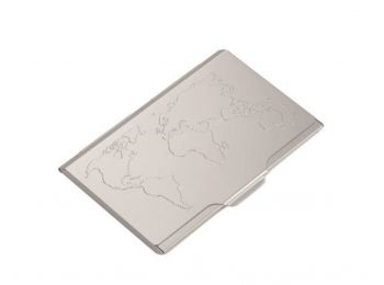 Névjegykártyatartó tárca, fém, 10 db-os, TROIKA  World 