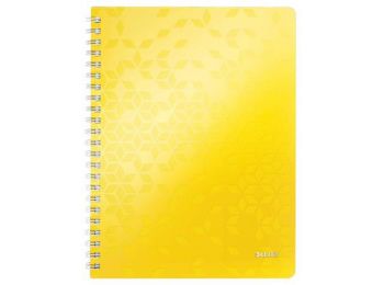 Spirálfüzet, A4, kockás, 80 lap, LEITZ Wow, sárga (E4638