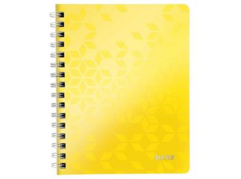 Spirálfüzet, A5, kockás, 80 lap, LEITZ Wow, sárga (E4641