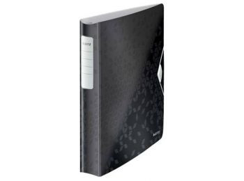 Gyűrűs könyv, 4 gyűrű, D alakú, 52 mm, A4, PP, LEITZ Active Wow, fekete (E42400095)
