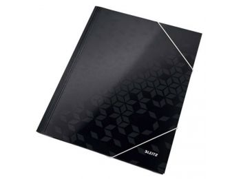 Gumis mappa, 15 mm, karton, A4, LEITZ Wow, fekete (E39820095