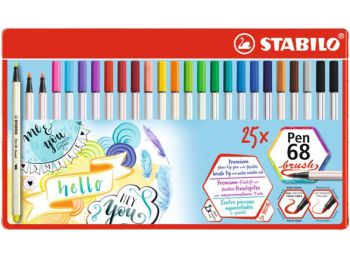 Ecsetirón készlet, fém doboz, STABILO Pen 68 brush, 19 különböző szín (TST5682532)