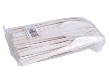 Műanyag kés,bio, lebomló, 50 db, fehér (KHBI057)