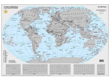 Kaparós Föld országai térkép, 84x57 cm, STIEFEL, ezüst bevonat (VTSKF)