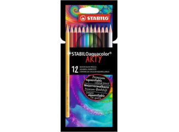 Akvarell ceruza készlet, STABILO Aquacolor ARTY, 12 különböző szín (TST16121)