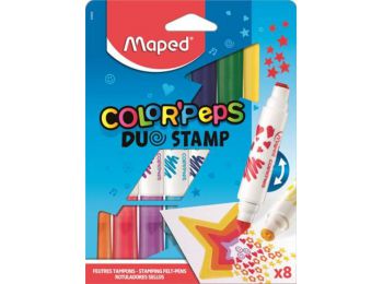 Filctoll készlet, 7,5 mm, kétvégű, MAPED Color`Peps Duo Stamp 8 különböző szín és minta (IMA846808)