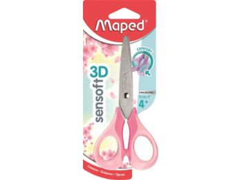 Olló, iskolai, 13 cm, rugalmas nyél, MAPED Sensoft 3D, veg