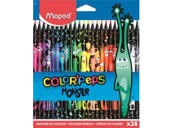 Színes ceruza készlet, háromszögletű, MAPED Color`Peps Monster 24 különböző szín (IMA862624)