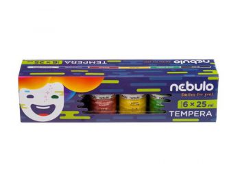 Tempera készlet, tégelyes, 25 ml, NEBULO, 6 különböző szín (RNEBTK6)