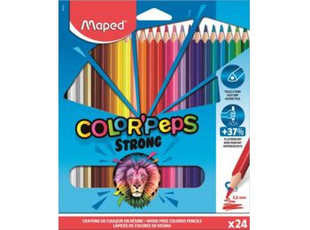 Színes ceruza készlet, háromszögletű, MAPED Color`Peps Strong, 24 különböző szín (IMA862724)