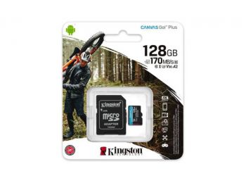 Memóriakártya, microSDXC, 128GB, C10/UHS-I/U3/V30/A2, adap