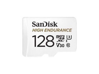 Memóriakártya, microSDXC, 128GB, C10/UHS-I/U3/V30, SANDISK High Endurance (MSMS128GHE)