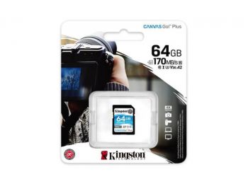 Memóriakártya, SDXC, 64GB, C10/UHS-I/U3/V30, KINGSTON Canv