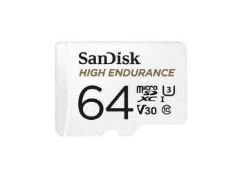 Memóriakártya, microSDXC, 64GB, C10/UHS-I/U3/V30, SANDISK High Endurance (MSMS64GHE)