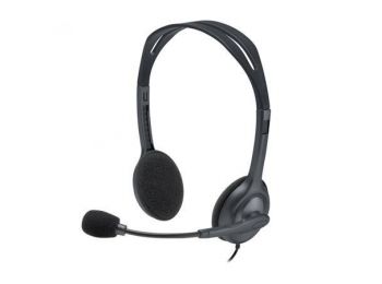 Fejhallgató, mikrofonnal, vezetékes, LOGITECH H111, fekete