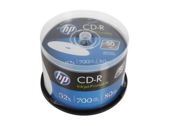 CD-R lemez, nyomtatható, 700MB, 52x, hengeren, HP (CDH7052B