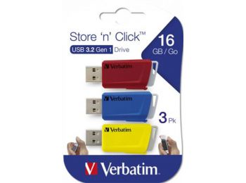 Pendrive, 3 x 16GB, USB 3.2, 80/25MB/sec, VERBATIM Store n C