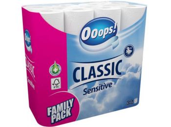 Toalettpapír, 3 rétegű, 32 tekercses, Ooops!, sensitive (