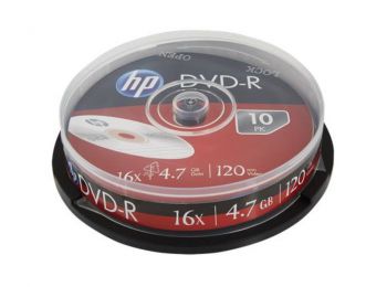 DVD+R lemez, 4,7 GB, 16x, hengeren, HP (DVDH+16B10)
