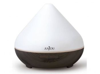 Aroma diffúzor, ultrahangos, LED fénnyel, ANJOU AJ-AD001, sötétbarna (ANDIF01B)