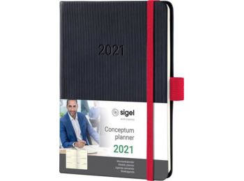 Naptár, A6, heti, 2021, kemény borító, SIGEL Conceptum, 