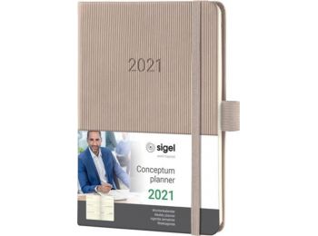 Naptár, A6, heti, 2021, kemény borító, SIGEL Conceptum, 