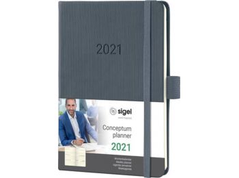 Naptár, A6, heti, 2021, kemény borító, SIGEL Conceptum, 
