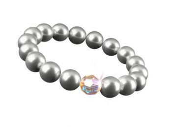 Karkötő, ezüst SWAROVSKI® gyöngyből, színjátszós fe