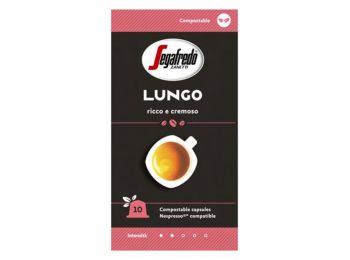 Kávékapszula, 10 db, SEGAFREDO Lungo  - Nespresso® kompatibilis ökológiailag lebomló kapszula (KHK730)