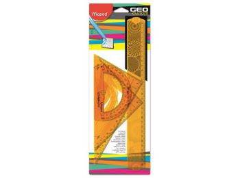 Vonalzókészlet, műanyag, 4 darabos, MAPED, Geo Custom, ve