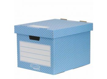 Tároló doboz, karton, 33,3x28,5x39 cm FELLOWES, Style, kék-fehér (IFW4481905)