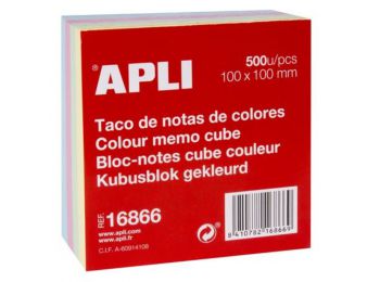 Kockatömb, 100x100 mm, 500 lap, APLI, vegyes pasztell színek (LNP16866)