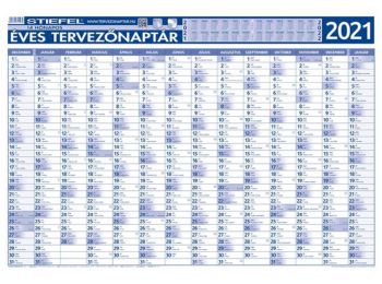Éves tervező és projekt naptár, kétoldalas, fémléces, 70x100 cm, 2021 évi, STIEFEL (VTPOSNAP)