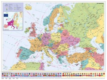 Falitérkép, 70x100 cm, fémléces, Európa országai és az Európai Unió, STIEFEL (VTS377FLP)