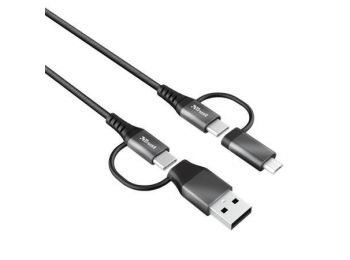 USB kábel, 4-az-1-ben, USB-C-USB-C/microUSB/USB, 1 m, TRUST (TRKA23573)