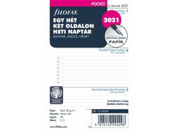 Kalendárium betét, tervező, pocket méret, heti, 1 hét/2