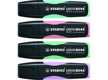 Szövegkiemelő, 2-5 mm, STABILO Green Boss Pastel, 4 különböző szín (TST607042)