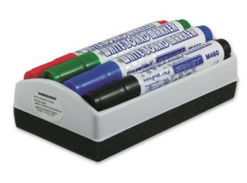 Táblamarker készlet, 2-3 mm, kúpos, tolltartóval, GRANIT M460, 4 különböző szín + táblatörlő (TGM460W)