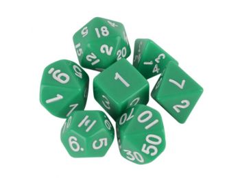 Dobókocka szett - teli fűzöld (7 darabos) - /EV/