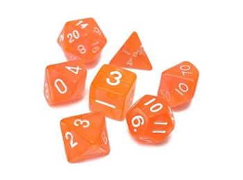 Dobókocka szett - átlátszó neon narancs (7 darabos) - /E