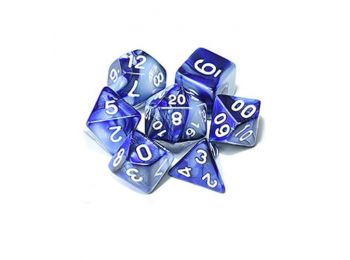 Dobókocka szett - márványos fehér/kék (7 darabos) - /EV