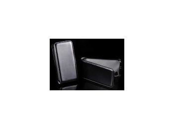 Telone Slim lefelé nyíló bőrbevonatos fliptok Samsung G800 Galaxy S5 mini-hez fekete*