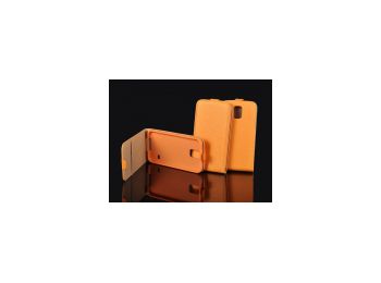 Telone Pocket Slim lefelé nyíló fényes bőrbevonatos fliptok Nokia Lumia 830-hoz narancs*