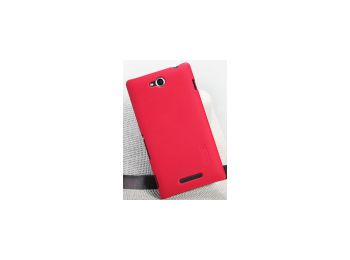 Nillkin Super Frosted érdes műanyag hátlaptok kijelzővédő fóliával Sony C2305 Xperia C piros*
