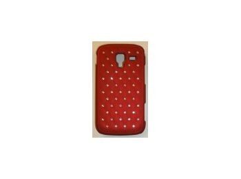Telone Diamond matt műanyag hátlaptok strasszkövekkel Samsung i8160 Galaxy Ace 2-höz piros*